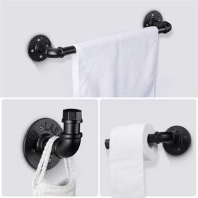 img 3 attached to 🚽 5-Pack Elibbren Industrial Pipe Bathroom Hardware Fixture Set - Heavy Duty DIY Wall Mount Accessories Kit with Robe Hook, 18-Inch Towel Bar, and Toilet Paper Holder