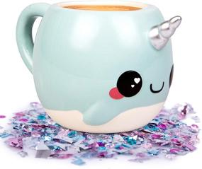 img 4 attached to Blue Narwhal Coffee Mug - Unicorn of the Sea - Glitter Galaxy - Ceramic