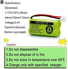 img 3 attached to 🔋 High-Quality 2.4v BT184342 BT284342 BT18433 BT28433 BT183348 BT283348 BT-1011 Replacement Battery - Compatible with Phone CS6209, CS6219, DS6151 & More (2-Pack)