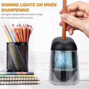 img 3 attached to Eagle Battery Powered Electric Pencil Sharpener with LED Light, Portable and Reusable Blade, Ideal School and Office Supplies for Kids - Black