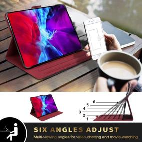 img 3 attached to 📱 FYY Case for New iPad Pro 12.9 Inch 4th Generation 2020 with Pencil Holder - Luxury Cowhide Genuine Leather Case in Wine Red"