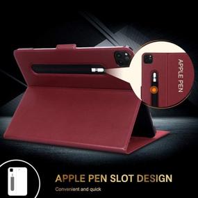 img 1 attached to 📱 FYY Case for New iPad Pro 12.9 Inch 4th Generation 2020 with Pencil Holder - Luxury Cowhide Genuine Leather Case in Wine Red"