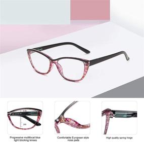 img 3 attached to 👓 AMOMOMA Blue Light Blocking Cateye Progressive Multifocus Reading Glasses with Spring Hinge AM6016