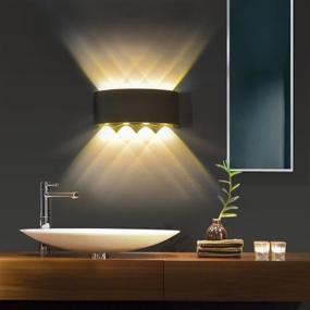 img 1 attached to 🔆 FLYDEER Modern Wall Sconce Lights: Elegant 8W LED Aluminium Lamps for Living Room, Bedroom & Corridor (Black-Warm Light)