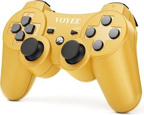 img 3 attached to VOYEE Wireless Controller for PlayStation 3 PS3, Upgraded Joystick/Motion & Rumble Control (Gold)
