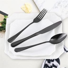 img 2 attached to Stainless Steel Black Silverware Set for 4 - 20 Piece Cutlery Set with Spoons, Forks, and Knives - Mirror Polished Flatware Utensil Set for Home Kitchen Restaurant Hotel - Dishwasher Safe