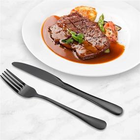 img 3 attached to Stainless Steel Black Silverware Set for 4 - 20 Piece Cutlery Set with Spoons, Forks, and Knives - Mirror Polished Flatware Utensil Set for Home Kitchen Restaurant Hotel - Dishwasher Safe