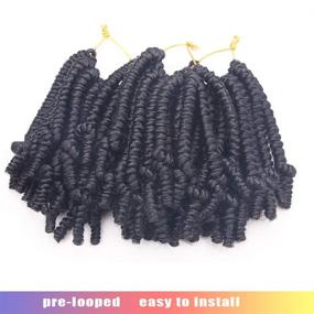 img 1 attached to 6 Inch Pre-Twisted Passion Twists Crochet Braids Hair: Cute Short Spring Twist Bob - 3 Packs (6 inch, 1B)