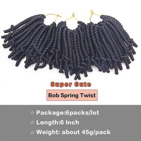 img 2 attached to 6 Inch Pre-Twisted Passion Twists Crochet Braids Hair: Cute Short Spring Twist Bob - 3 Packs (6 inch, 1B)