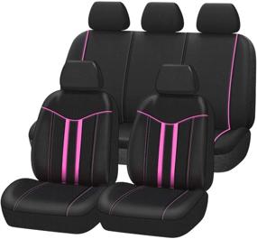 img 4 attached to 🌈 Universal Fit Rainbow Car Seat Covers - CAR-GRAND Full Set with Zipper Design, Airbag Compatible - Suitable for Cars, Trucks, SUVs, Vans, Sedans (Pink)