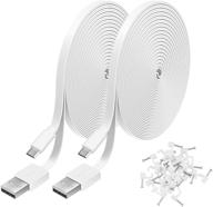 🔌 10ft power extension cable (2 pack) for wyzecam, wyzecam pan, kasacam indoor, nestcam indoor, yi camera, blink, cloud cam, usb to micro usb durable charging and data sync cord - white logo
