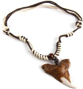 img 2 attached to HZMAN Hawaiian Shark Teeth Resin Pendant - Stylish Adjustable Cord Surfer Necklace - Trendy Surfer Hawaiian Beach Jewelry