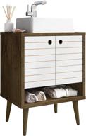 🚽 liberty mid century modern 2-shelf bathroom vanity with sink, 23.62", brown/white by manhattan comfort logo