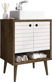 img 4 attached to 🚽 Liberty Mid Century Modern 2-Shelf Bathroom Vanity with Sink, 23.62", Brown/White by Manhattan Comfort