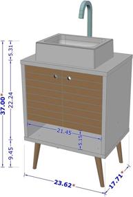 img 1 attached to 🚽 Liberty Mid Century Modern 2-Shelf Bathroom Vanity with Sink, 23.62", Brown/White by Manhattan Comfort