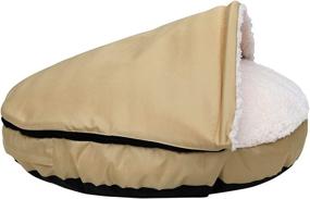 img 4 attached to 🐶 Long-Lasting and Comfortable: Durable Oxford to Sherpa Pet Cave and Round Pet Bed, 25", with Removable Top and Insert - Happycare Textiles