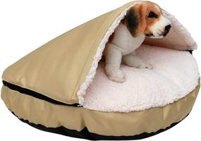 img 2 attached to 🐶 Long-Lasting and Comfortable: Durable Oxford to Sherpa Pet Cave and Round Pet Bed, 25", with Removable Top and Insert - Happycare Textiles