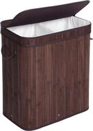 🧺 songmics 100l double laundry hamper with lid and liner, divided bamboo laundry basket for laundry room and bedroom, brown ulcb064k02 logo