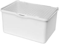 🗄️ madesmart medium stacking lid bin - white: stack collection - clear lid, multi-use organizer with non-slip rubber feet, bpa free logo