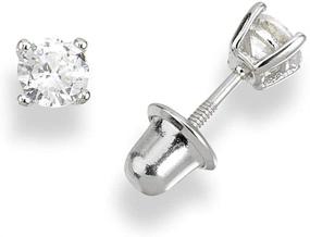 img 3 attached to Sterling Silver Rhodium Plated Screw Safety Back CZ Earrings 4mm: Ideal for Toddlers, Girls & Women