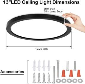 img 1 attached to 🔆 Hykolity 2 Pack 13 Inch Dimmable LED Round Flat Panel Light, 24W 2400lm, 3000K/4000K/5000K Selectable CCT, Edge-Lit Flush Mount Ceiling Light Fixture for Kitchen, Bedroom, Closet Room (Black)