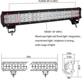 img 3 attached to 🚜 AUXTINGS Водонепроницаемый наружный светодиодный работающий фонарь для бездорожья: 20-дюймовая 126 Вт Спот Потоп Комбинированный луч для внедорожных транспортных средств, 4x4 квадроциклов, UTV, лодок