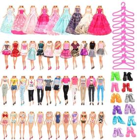 img 3 attached to 👗 36-Pack Doll Clothes and Accessories Set - Includes 5 Fashion Dresses, 5 Tops, 5 Pants Outfits, 3 Wedding Gown Dresses, 3 Swimsuits Bikini Sets, 10 Hangers, 10 Shoes - Fits 11.5 Inch Dolls