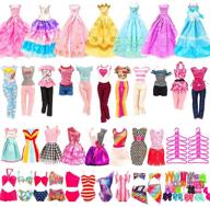 👗 36-pack doll clothes and accessories set - includes 5 fashion dresses, 5 tops, 5 pants outfits, 3 wedding gown dresses, 3 swimsuits bikini sets, 10 hangers, 10 shoes - fits 11.5 inch dolls logo