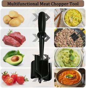 img 1 attached to 🔪 Professional Multifunctional Heat Resistant Nylon Meat Chopper - Ideal for Ground Beef, Hamburger, Ground Turkey, and More. Safe for Non-Stick Cookware.