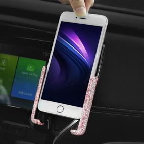 img 4 attached to Bling Car Mount Stand Phone Holder - Crystal Rhinestone Cell Phone Holder, Universal Mini Car Dash Air Vent Mount with 360° Adjustable Auto Grip - Car Accessories for Women and Girls (Pink)