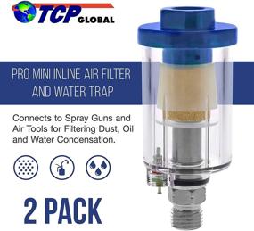 img 3 attached to 🔧 TCP Global Mini in-Line Air Filter, Oil and Water Separator (Pack of 2) - Drain Valve, Water Trap, Air Dryer - Remove Moisture and Dirt, Enhance Paint Job - Ideal for Compressors, Air Tools, Spray Guns