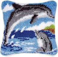 🐬 mladen latch hook kits pillow: diy throw pillow cover with dolphin design - perfect for adults and kids 17" x 17 logo