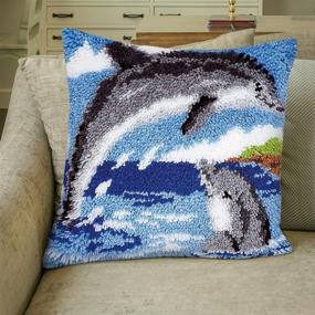 img 2 attached to 🐬 MLADEN Latch Hook Kits Pillow: DIY Throw Pillow Cover with Dolphin Design - Perfect for Adults and Kids 17" X 17