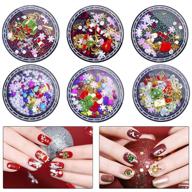 🎄 christmas nail art rhinestones - 6 boxes of 3d nail charms crystal jewels metal nail studs gems, ideal for festive nail decorations logo