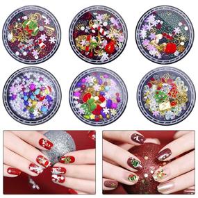 img 4 attached to 🎄 Christmas Nail Art Rhinestones - 6 Boxes of 3D Nail Charms Crystal Jewels Metal Nail Studs Gems, Ideal for Festive Nail Decorations