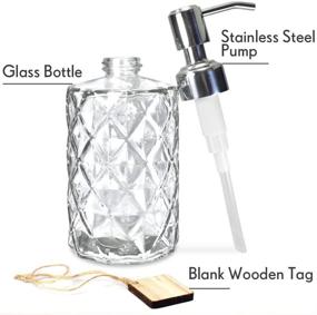 img 3 attached to 💎 JASAI Diamond Design 12 Oz Glass Soap Dispenser with 304 Rust Proof Stainless Steel Pump - Ideal for Kitchen, Bathroom, Hand Soap, Lotion, Clear