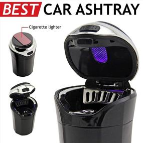 img 2 attached to TAKAVU RR-2-3-1 Car Ashtray: Detachable Stainless Steel Design with Blue Led Light and Removable Lighter - Perfect for Most Car Cup Holders (Silver)