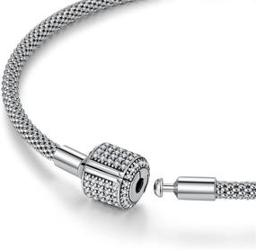 img 1 attached to 📿 Sterling Silver Clasp Bracelet with Charms - Perfect Fit Bangle Bracelets for Women