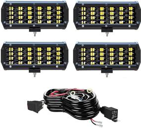 img 4 attached to 🚗 Turbo SII 7Inch LED Light Bar - 4Pcs Quad Row LED Pods for Off Road Driving, Work, Spot Beam, Fog Lights with Wiring Harness - Trucks, Trailers, Boats, Pickups, Cars, ATVs, UTVs