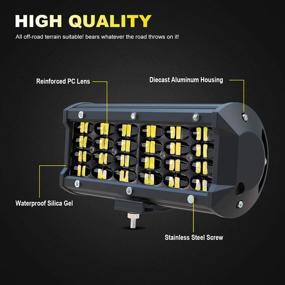 img 1 attached to 🚗 Turbo SII 7Inch LED Light Bar - 4Pcs Quad Row LED Pods for Off Road Driving, Work, Spot Beam, Fog Lights with Wiring Harness - Trucks, Trailers, Boats, Pickups, Cars, ATVs, UTVs