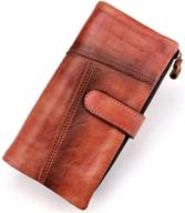 vintage rubbing leather organizer women's 👜 handbags & wallets: blocking technology in wallets logo