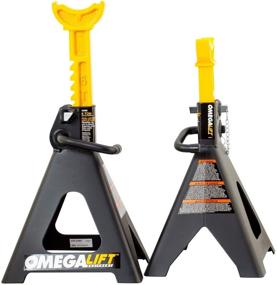 img 1 attached to 🔧 Omega Lift 32068 Heavy Duty Jack Stands 6 Ton Pair - Ultimate Safety & Mobility for Auto Repair Shop - Double Locking Pins & Handle Lock - Extra Safety, Black