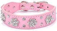 🐶 haoyueer rhinestone dog collar with cute flower design, bling cat and dog collar made of pu leather with adjustable sizes for small, medium, and large pets logo