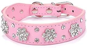 img 3 attached to 🐶 Haoyueer Rhinestone Dog Collar with Cute Flower Design, Bling Cat and Dog Collar Made of PU Leather with Adjustable Sizes for Small, Medium, and Large Pets