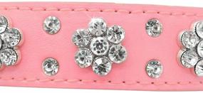 img 2 attached to 🐶 Haoyueer Rhinestone Dog Collar with Cute Flower Design, Bling Cat and Dog Collar Made of PU Leather with Adjustable Sizes for Small, Medium, and Large Pets