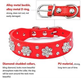 img 1 attached to 🐶 Haoyueer Rhinestone Dog Collar with Cute Flower Design, Bling Cat and Dog Collar Made of PU Leather with Adjustable Sizes for Small, Medium, and Large Pets