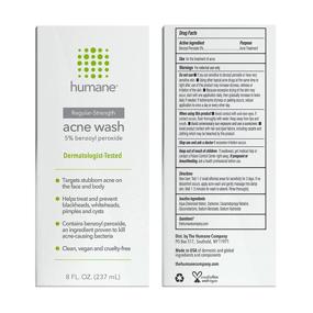 img 3 attached to Humane 5% Benzoyl Peroxide Acne Treatment Wash - Regular Strength for Face, Skin, Buttocks, Back and Body - Non-Foaming Cleanser, Dermatologist-Tested - 8 Fl Oz - Vegan, Cruelty-Free