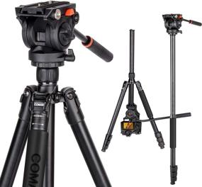 img 4 attached to 📸 COMAN Premium Camera Tripod - Lightweight 71" Portable Tripod with Q5 Fluid Head, Ideal for DSLR Cameras and Video Camcorders