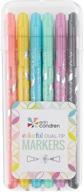 erin condren designer colorful dual-tip markers - pastel colors 6-pack. fine and standard tip set, double sided for drawing, coloring, and art. suitable for all ages - kids and adults logo