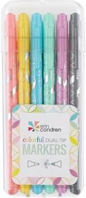 img 4 attached to Erin Condren Designer Colorful Dual-Tip Markers - Pastel Colors 6-Pack. Fine and Standard Tip Set, Double Sided for Drawing, Coloring, and Art. Suitable for All Ages - Kids and Adults